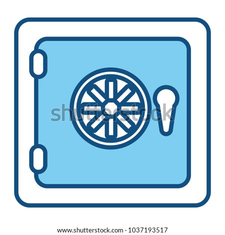 Blue safe sticker over white background vector illustration