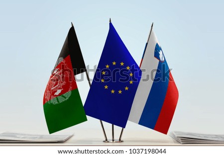 Flags of Afghanistan European Union and Slovenia