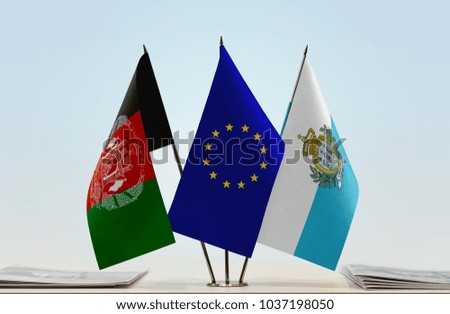 Flags of Afghanistan European Union and San Marino