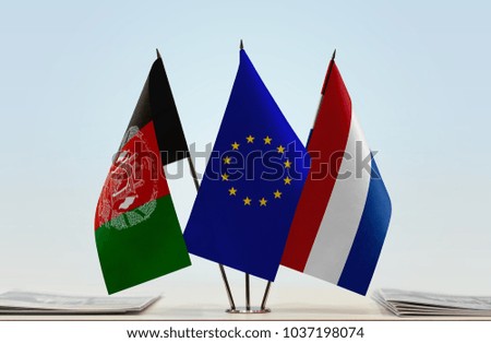 Flags of Afghanistan European Union and Netherlands