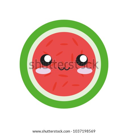 kawaii watermelon fruit icon over white background colorful design vector illustration