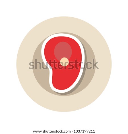 dish with meat steak icon over white background vector illustration
