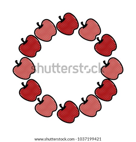 wreath of apples icon over white background colorful design vector illustration