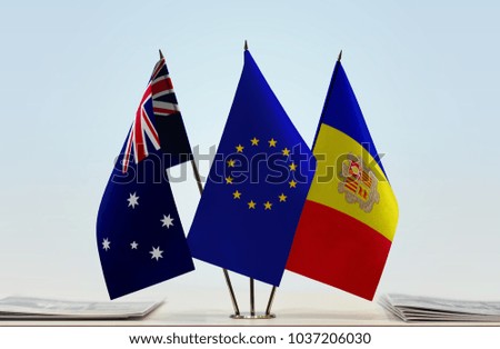 Flags of Australia European Union and Andorra