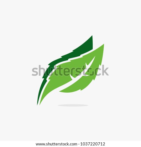 Green leaf logo vector illustration.