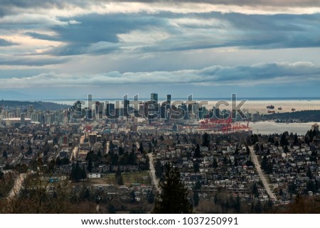 city at sunset with cloudscape, Vancouver, BC, Canada