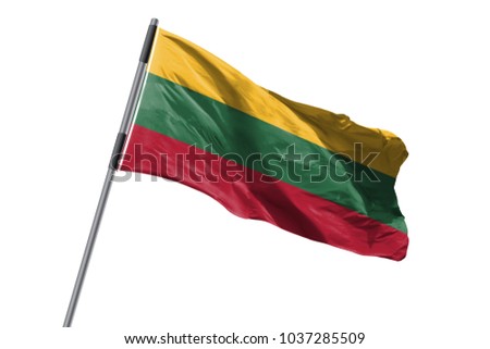 Lithuania Flag waving against white background stock image