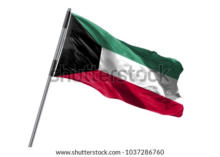 Kuwait Flag waving against white background stock image Royalty-Free Stock Photo #1037286760