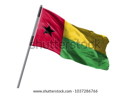 Guinea-Bissau Flag waving against white background stock image
