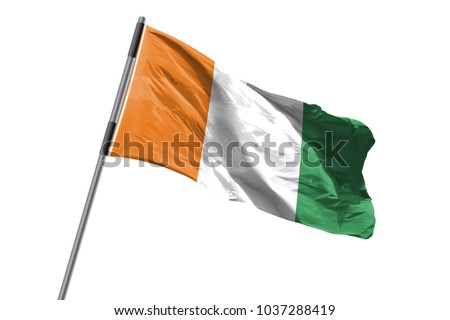 Cote d'Ivoire Flag waving against white background stock image