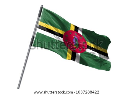 Dominica Flag waving against white background stock image