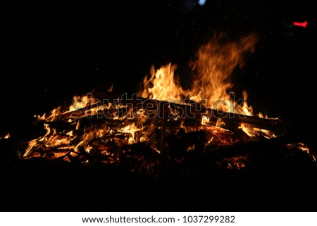 Red burning bonfire