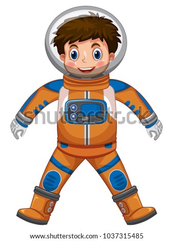 Happy boy in astronaut costume illustration