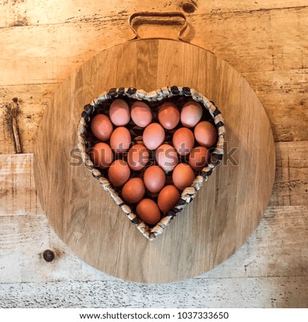 Eggs in a heart-shaped basket