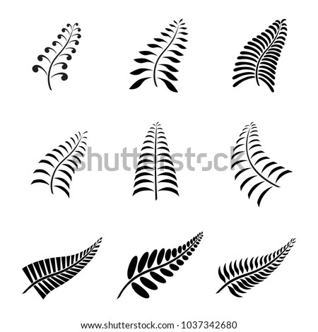 New Zealand Fern Leaf Icon Tattoo and Logo with Maori Style Koru Design Royalty-Free Stock Photo #1037342680