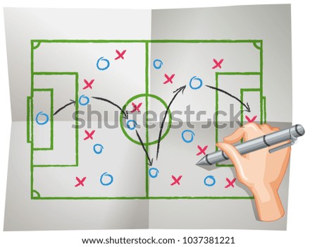 Game plan on draft paper illustration