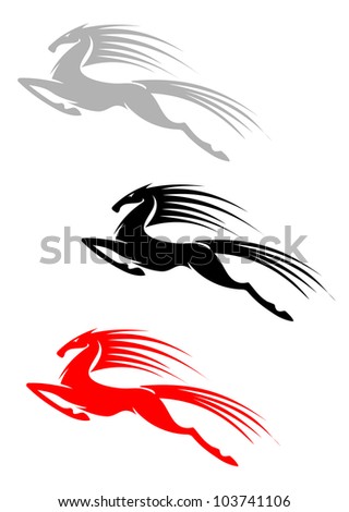 Jumping mustang symbol isolated on white background for mascot or emblem design, such logo. Vector version also available in gallery