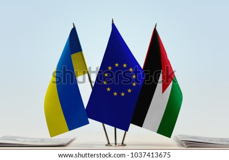 Flags of Ukraine European Union and Jordan
