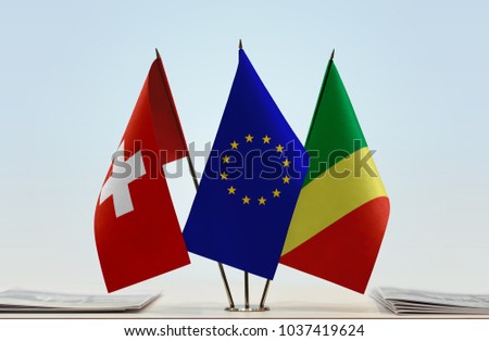 Flags of Switzerland European Union and Republic of the Congo