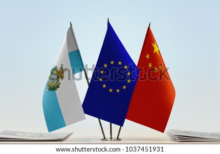 Flags of San Marino European Union and China