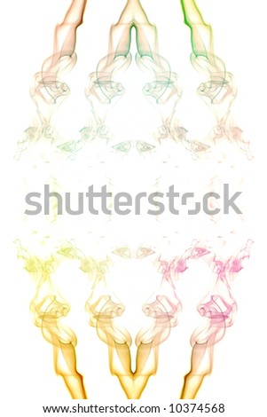abstract picture of coloured smoke on the white background