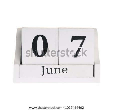 stock photo white block calendar present date and month on white background