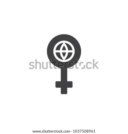 International Women's Day vector icon. filled flat sign for mobile concept and web design. Globe with female gender simple solid icon. Symbol, logo illustration.