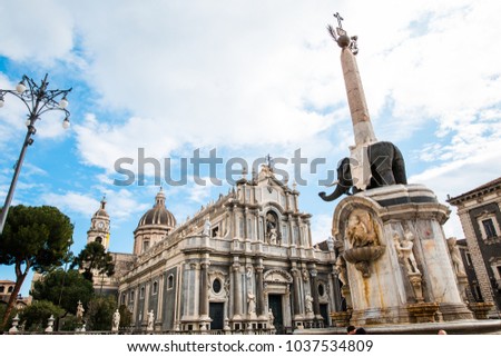 Square and cathedral of Catania, Sicily, Italy
 Royalty-Free Stock Photo #1037534809