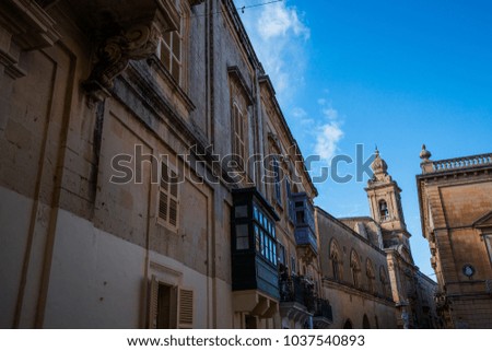 Ancient architecture of the Mdina - the ancient capital of Malta Royalty-Free Stock Photo #1037540893