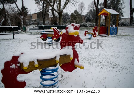 snow at the playground