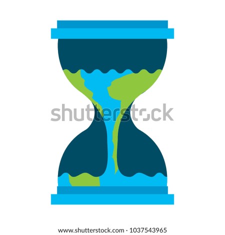 hourglass with a earth globe flowing melting vector illustration