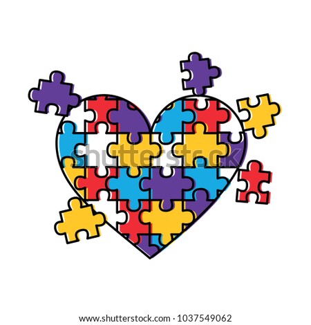puzzle pieces heart love icon image vector illustration design 