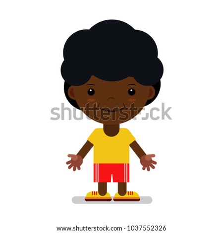 A boy of African nationality in sportswear. Vector. The cartoon.