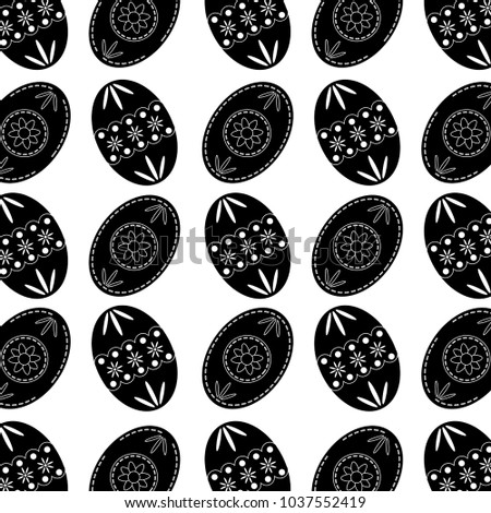 easter decorated egg pattern image vector illustration design  black and white