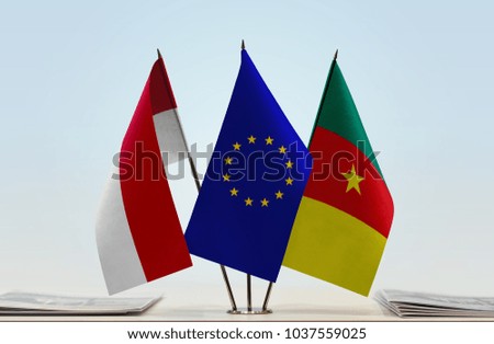 Flags of Monaco European Union and Cameroon