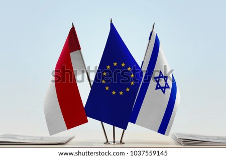 Flags of Monaco European Union and Israel