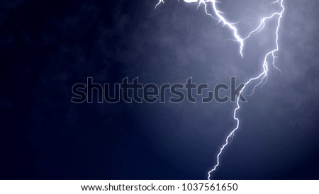 Summer lightning striking down, natural phenomenon in action, meteorology