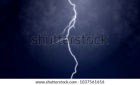 Fantastic view of electric firebolt flashing down towards the ground, climate