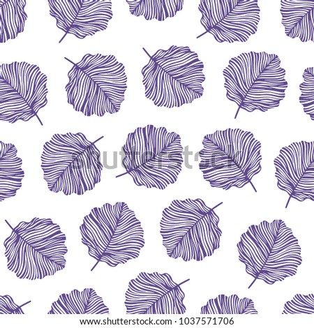 Seamless pattern with hand drawn aspen leaves.