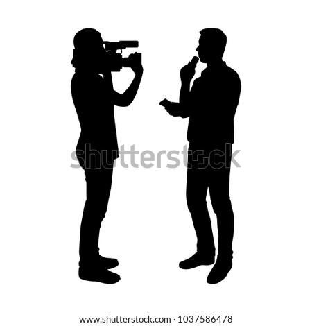 News reporters silhouette vector