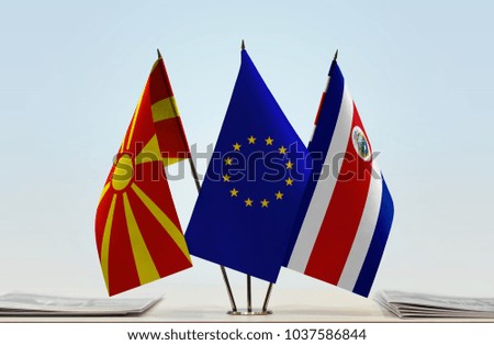 Flags of Macedonia (FYROM) European Union and Costa Rica