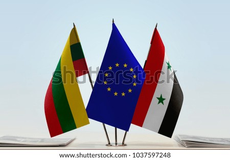 Flags of Lithuania European Union and Syria