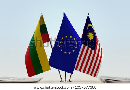 Flags of Lithuania European Union and Malaysia