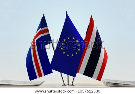 Flags of Iceland European Union and Thailand