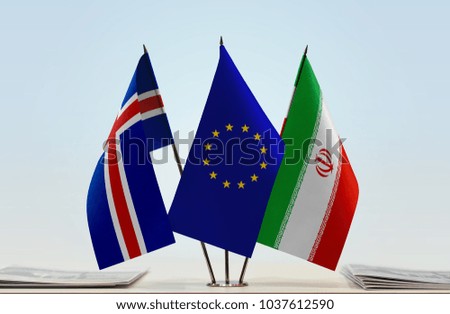 Flags of Iceland European Union and Iran