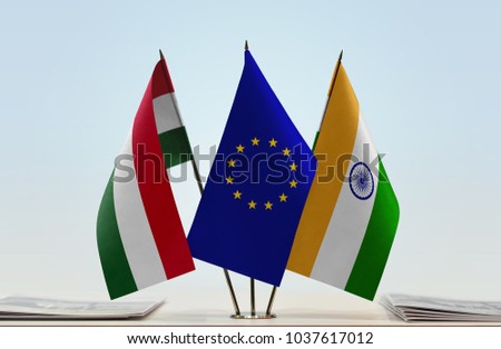 
Flags of Hungary European Union and India