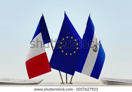 Flags of France European Union and El Salvador