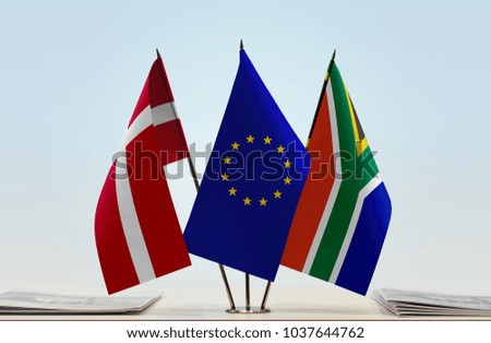 Flags of Denmark European Union and Republic of South Africa