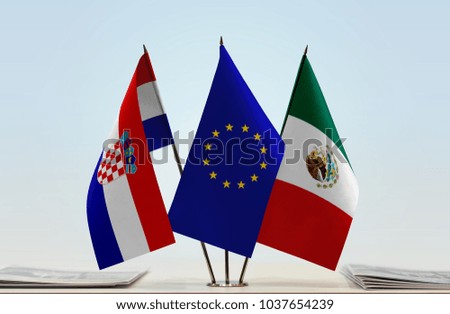 Flags of Croatia European Union and Mexico