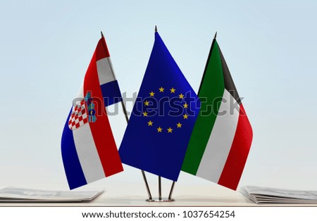 Flags of Croatia European Union and Kuwait
